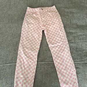 Stradivarius pants | pink checkered | mid-rise | sz. 4